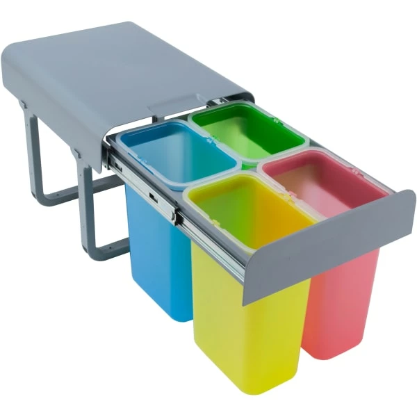 Intra Ekko 4 Avfallsbeholder, 4x8 Liter, Gul/grønn/rød/blå