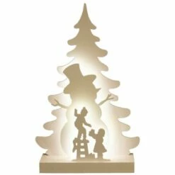 Nordic Winter Julesilhuet Med Snømann & Lys