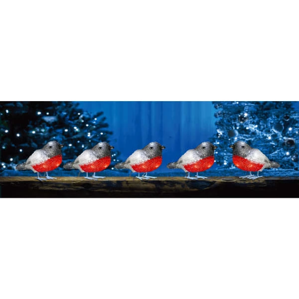 Veli Line Lyslenke Med Rødhvite Fugler , 5 Stk